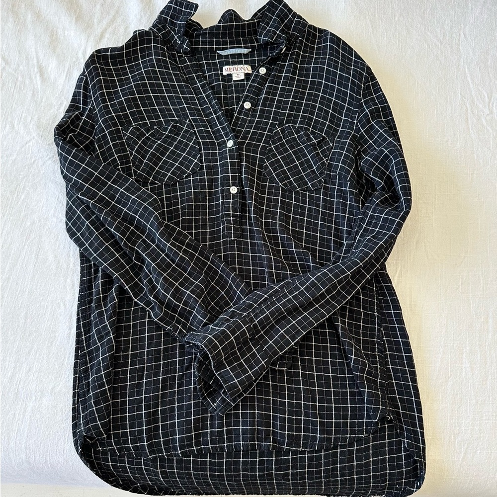 Black and White Checkered Button-Up Shirt